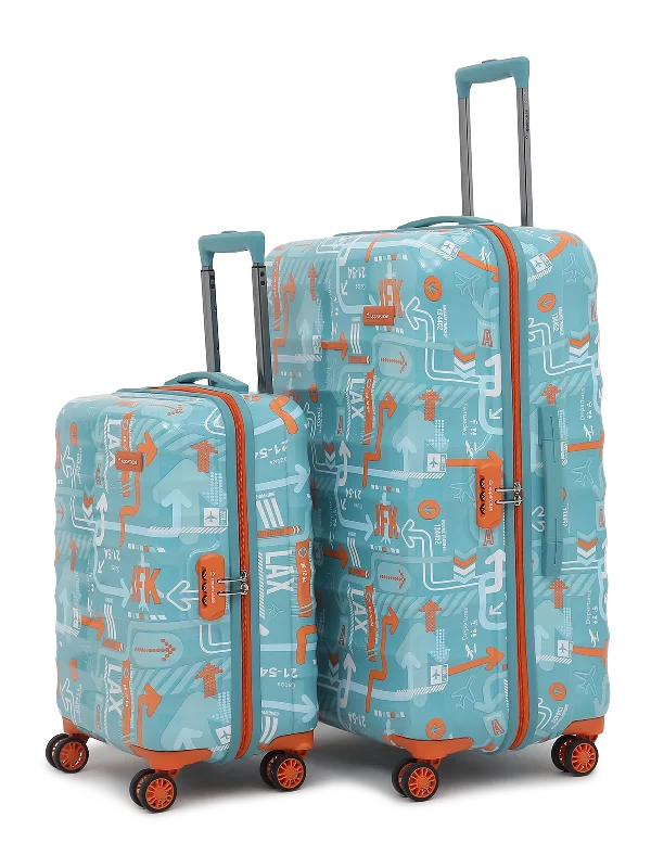 uppercase JFK Cabin n Check in Combination Lock Hard Trolley Set of 2 S+M Teal Blue