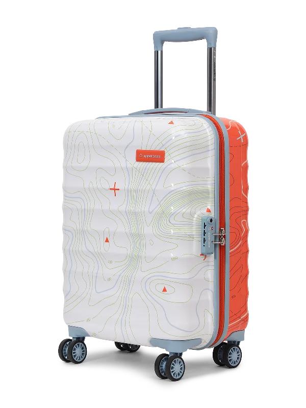 uppercase Topo Small Cabin 56cm TSA Lock 8 Wheels Hard Trolley Bag Orange White