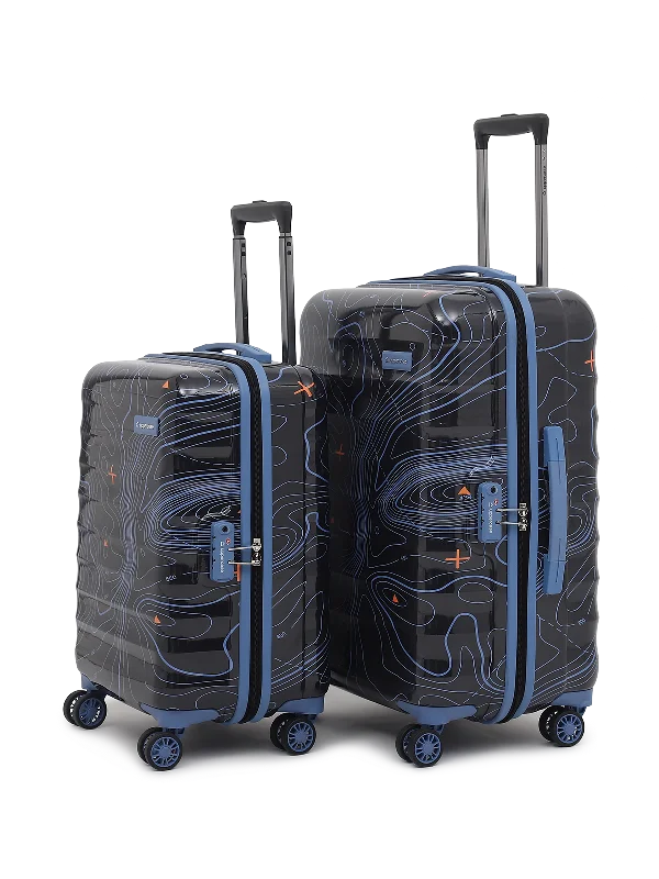 uppercase Topo Cabin n Check in TSA Lock Hard Trolley Bags Set of 2 S+M Black