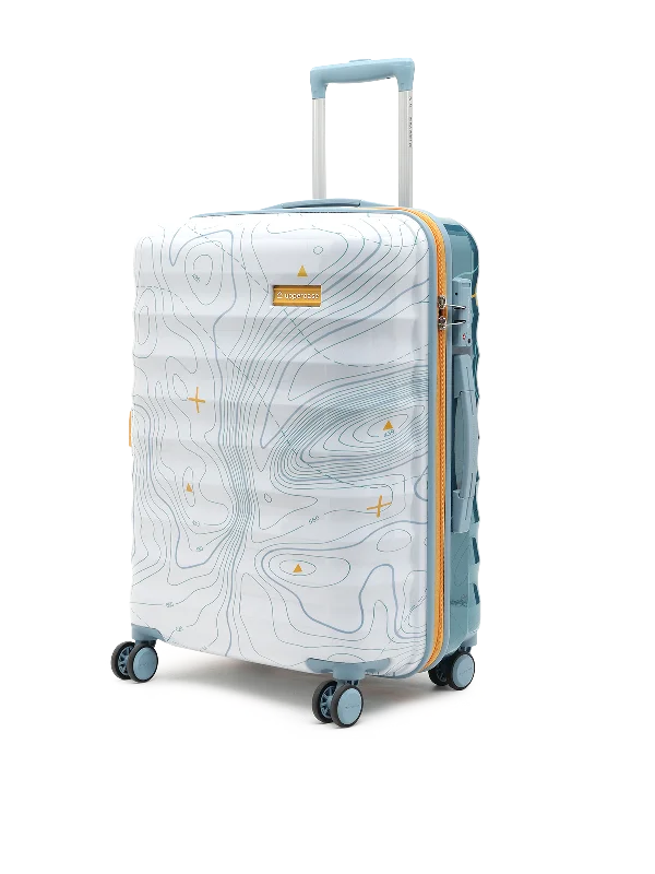 uppercase Topo (Medium) 66 cms Hardsided Check-In Trolley Bag 8 Wheel Sustainable Luggage With TSA Lock & Anti-Theft Zippers Men & Women 2000 Days Warranty by uppercase Dual Tone (White & Blue)