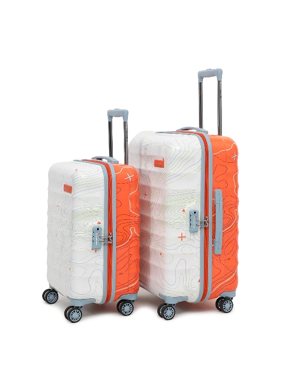 uppercase Topo Check in TSA Lock Hard Trolley Bags Set of 2 M+L Orange n White